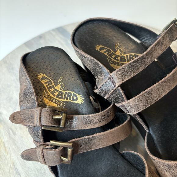 FreeBird By Steven Ali Women's Brown Leather Sandals Mules Shoes US Size 9 - Picture 11 of 13